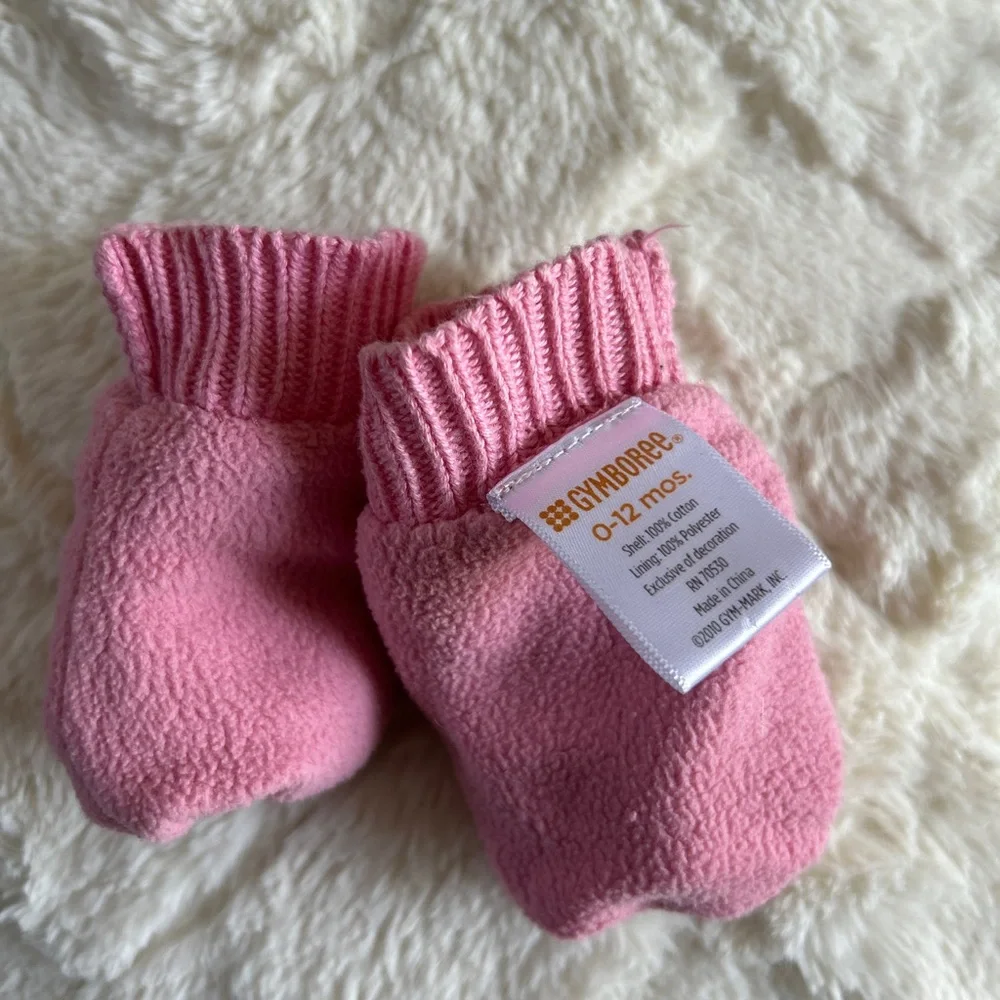 Pink Monkey Knit Gymboree Mittens for Kids